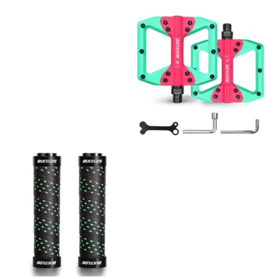 Pedal Platform Flat - Bike Handlebar Grips Double Lock on