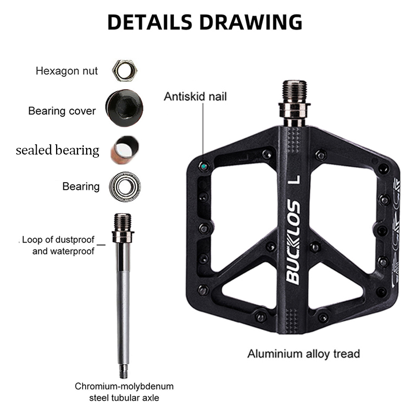 BUCKLOS Pedals DU Bearing Bicy - Pedal Platform Flat ulasan dan harga
